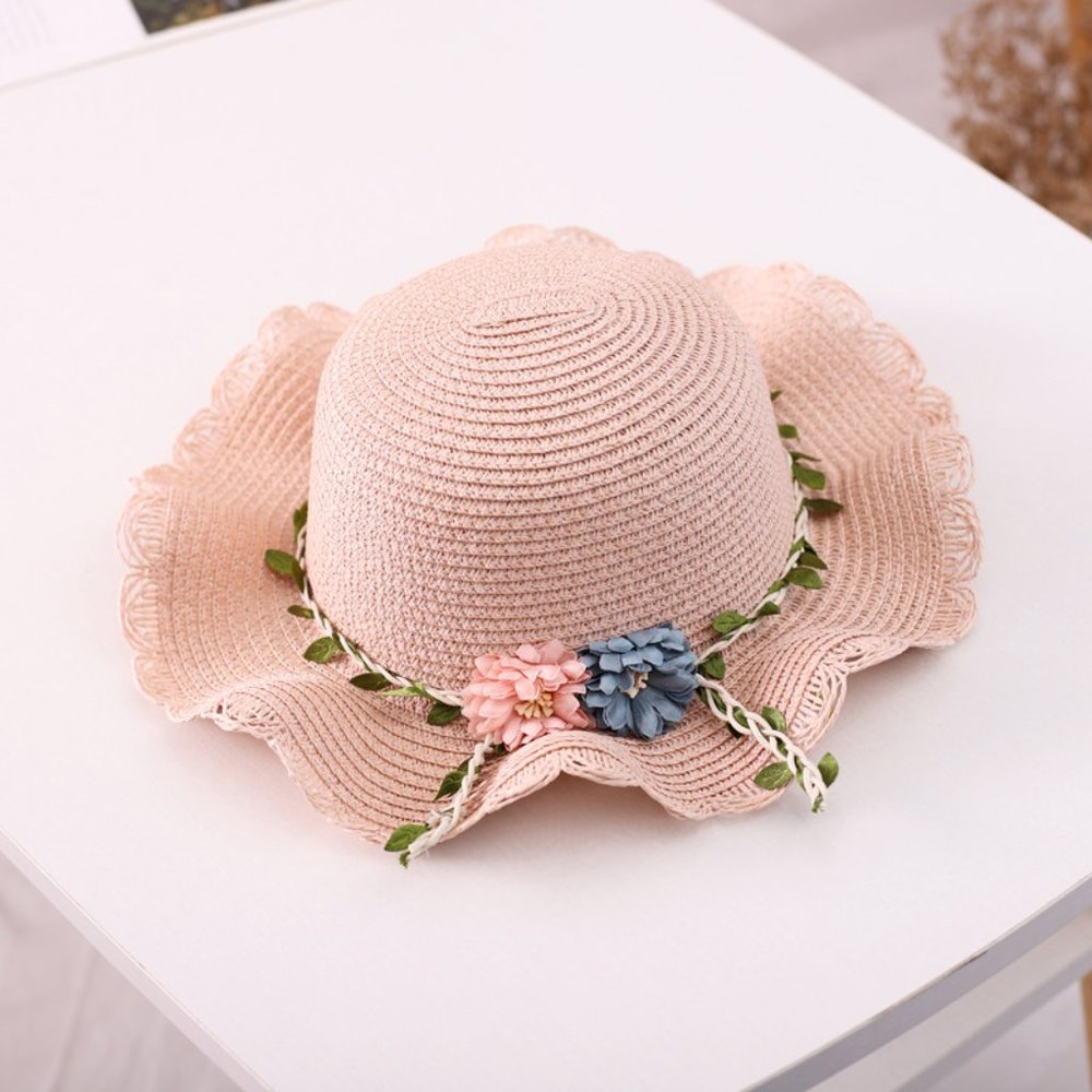 Girls Sun Straw Hat Set, Beach Hat with Shoulder Bag( age 4-11 years old) - Picture 3 of 4